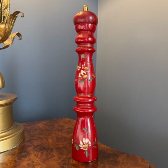 Vintage Zassenhaus Red Floral Pepper Mill - Picture 7 of 11